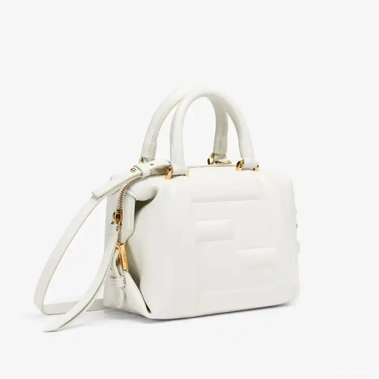 Vintage HOT In Mini Nappa Leather Cube FF Bag White Fendi 0508